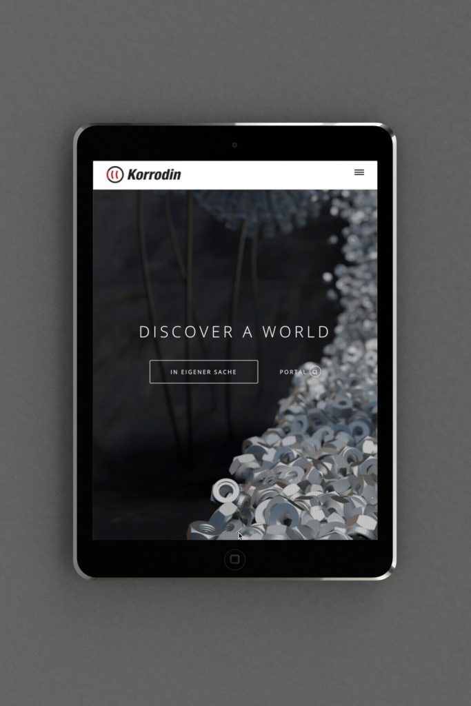 Responsive Design der Korrodin Webseite vorgeführt auf I-Pad